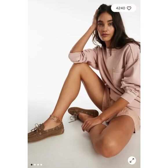 NEW Free People We The Free Wallace Pullover Crewneck Sweatshirt Pink Medium - Picture 2 of 7